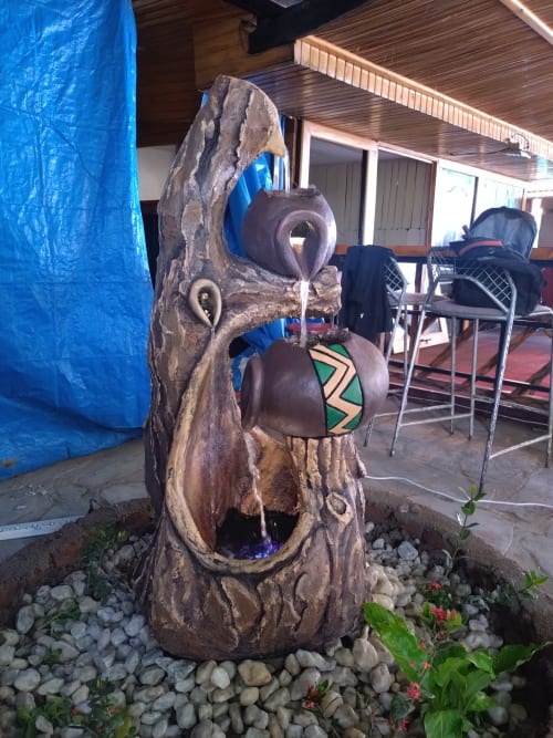 Outdoor wooden fountain