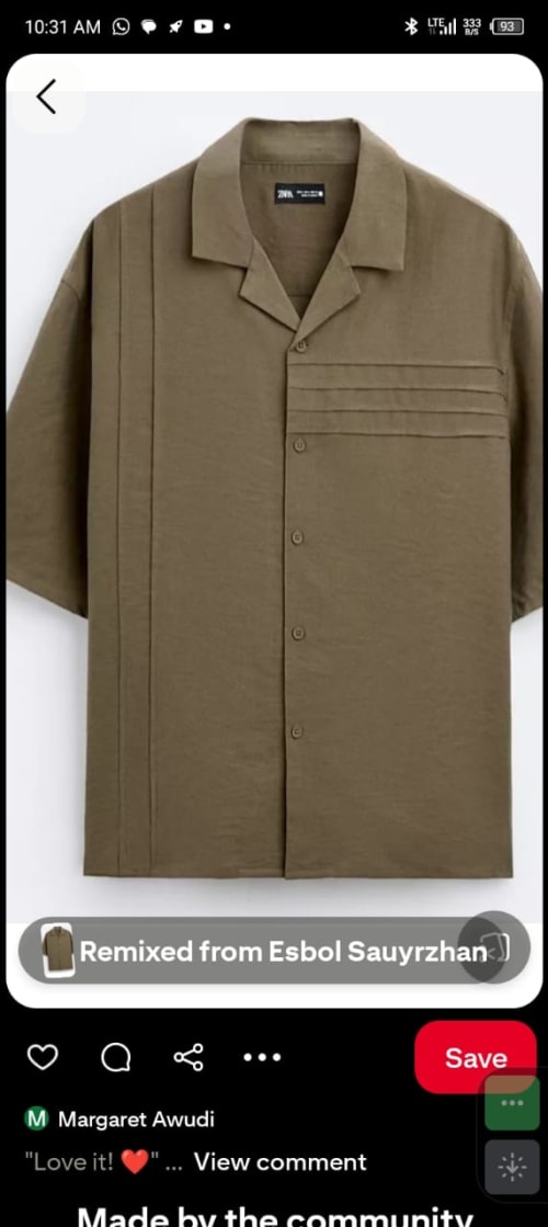 Short-Sleeve Open-Collar Pleated Shirt